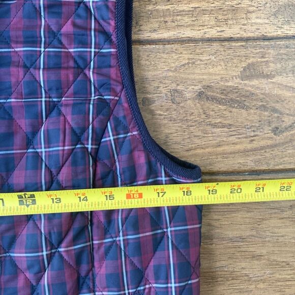 Talbots Womens Tartan Blue Purple Plaid Puffer Vest Full Zip Size Medium P - Picture 7 of 8